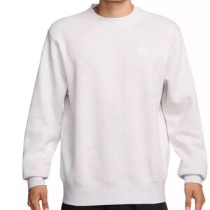 Nike Crewneck Sweatshirt Embroidered Logo XL- Light Grey/White